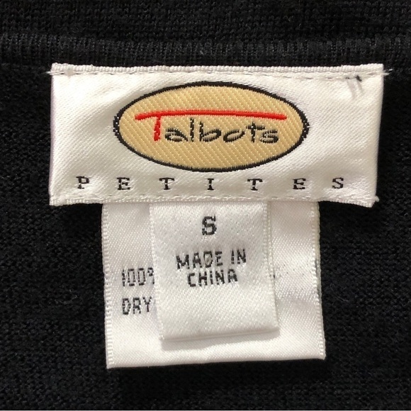 Talbots PETITES - 100% Merino Wool Black Asymmetrical Neck Sweater - Size Small - Picture 3 of 4